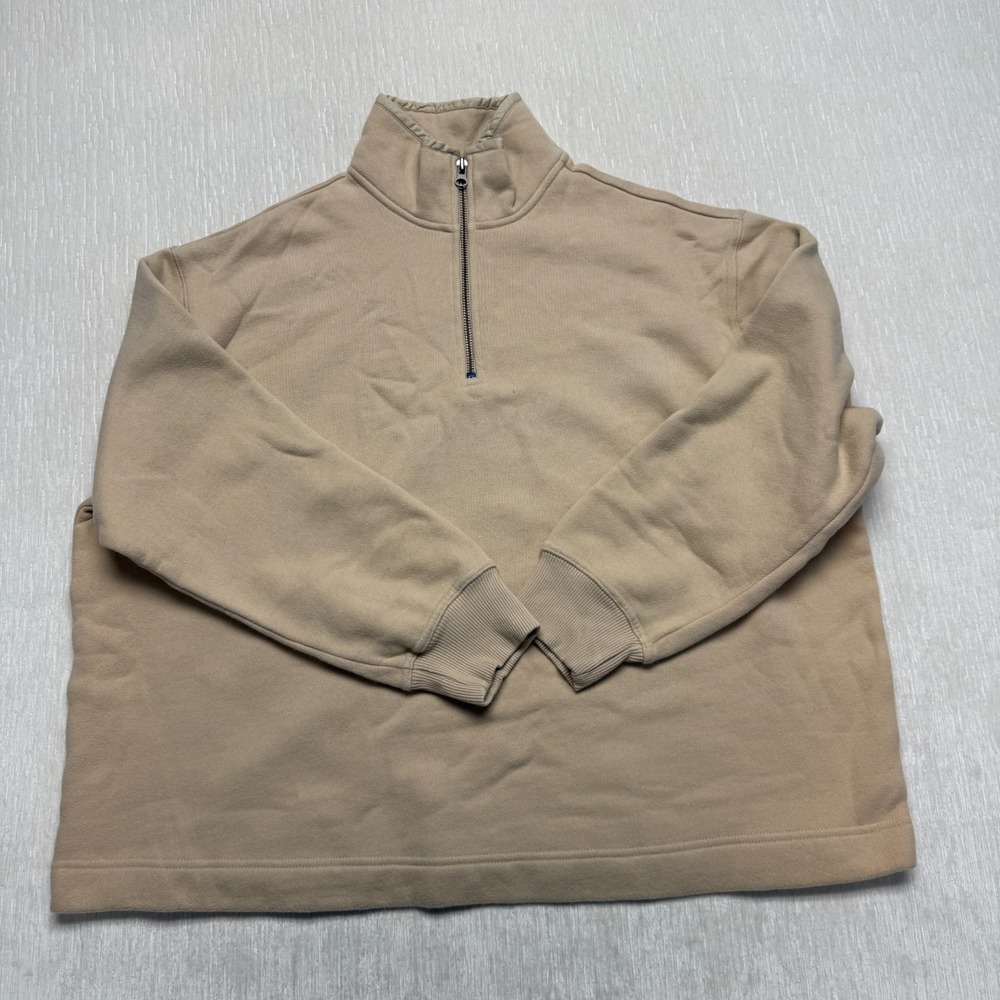 Eddie Bauer 1/4 Zip Sweatshirt Womens 1X Beige Cozy Fleece Lined Relaxed Outdoor
